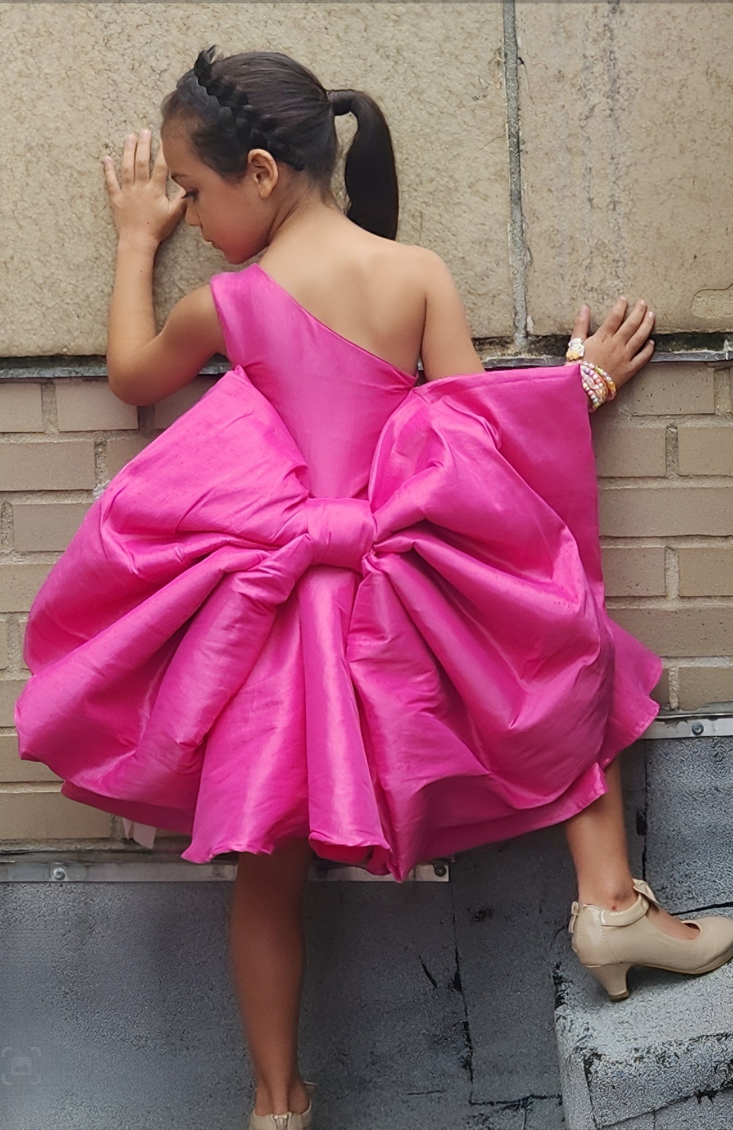 Classic One Shoulder Circle Skirt with Indulgent Bow