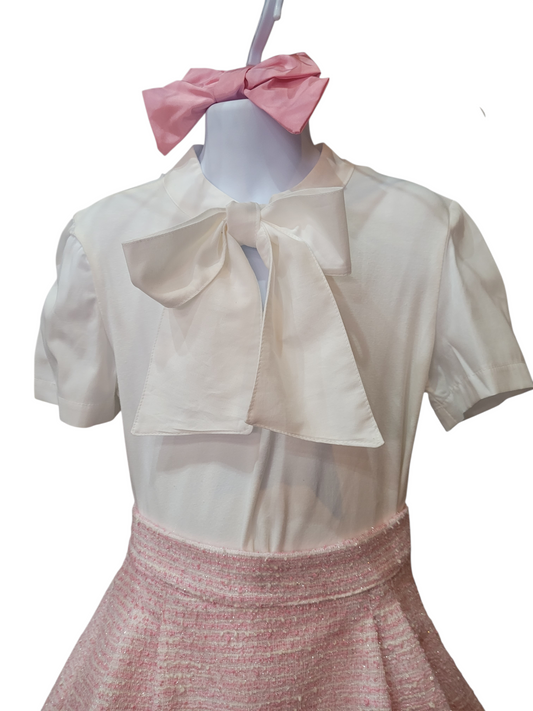 Soft White Collared Bow Shirt