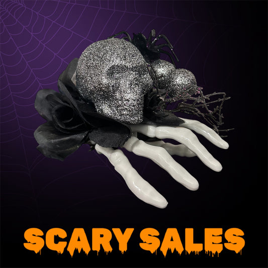 Black Skull & Skeleton Hand Headpiece